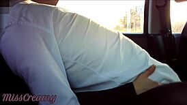 Teacher orgasms from dick flash and fucks in public car