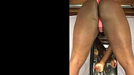 sexy ebony tgirl twerking her juicy ass to music in the club