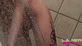 skinny brunette teen 18+ in shower, oops forgot towel, silly me...