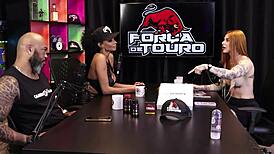 Fiery Redhead Mixes Work And Pleasure In Sheer Lingerie