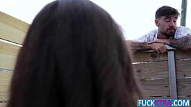 Petite cutie Mackenzie Mace rides her married neighbor's big cock