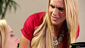 Sapphic stepmom gets intensely pleasured and eaten out in full scene