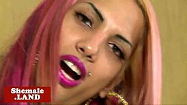 damn, alternative shemale beauty jerks off solo in lingerie... piercing adds edge, so hot!