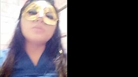 Latina nurse touches her sexy body at home after hospital shift