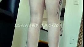 Albina's naughty display with shorts stuffed in her ass, what is she up to?