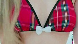 naughty student masturbates and sucks dildo in bathroom