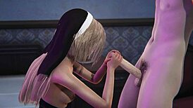 In this 3D uncensored hentai, an Asian Japanese girl in costumes engages in POV action