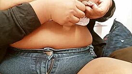 Young teen explores with toy in private