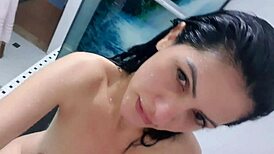 gata taking a bath pulls off her panties, showing big ass and tits