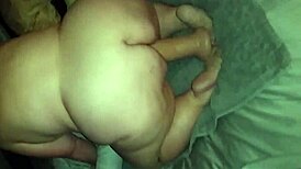 Mature BBW Teases with Huge Dildo on Plump Ass