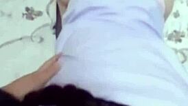 This sexy asian babe in black stockings looks so tempting.