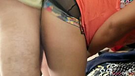 Young latina's homemade session with creampie on ass