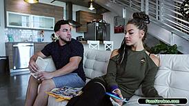 Petite Stepsis Sucks Stepbro's Monster Cock with Passion