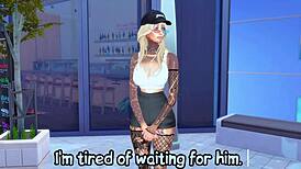 in this sims hentai, tattooed slut takes hard anal and facefuck