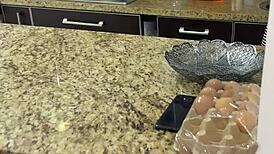 My stunning stepdaughter cleans kitchen in tight sexy dress, her big hot ass irresistible!