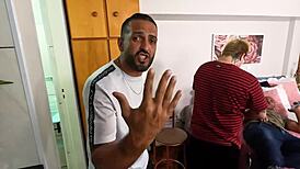 behind the scenes of porn with a blonde having sex with two at the same time