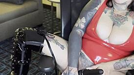 mistress uses dildo for orgasm fingering