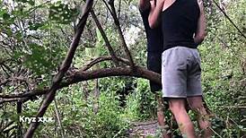 Wild sex in the woods with bareback blowjobs and cumshots