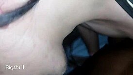 she sucked a black guy's big cock at night in the dark.