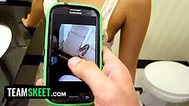 i fucked my 18 year old latina girlfriend in the bathroom with her small tits and shaved pussy