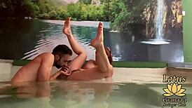 found a stranger in the jacuzzi and took her doggy style outdoors