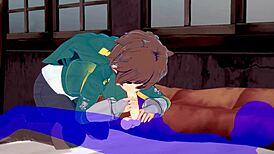 Konosuba yaoi, I’m blown away by Kazuma’s cum-filled blowjob in Japanese anime gay porn