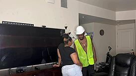 construction worker whore kendale give his client a bbc while on the job