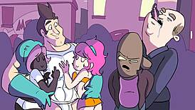 Superhero cartoon with ripped clothes and animated action called Powertrip