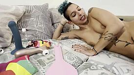 fayahgirl guides solo masturbation with dildo and vibrator in spanish tutorial