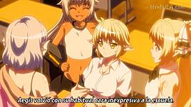 Beautiful blonde anime babe on the beach in an erotic manner
