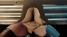 Sexy cyber whore rides cock in hentai