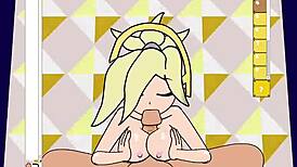 overwatch mercy rides cowgirl for anal creampie in cartoon