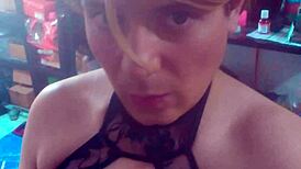 Sexy latina shemale shows big ass!