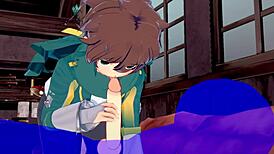 Konosuba yaoi, I’m blown away by Kazuma’s cum-filled blowjob in Japanese anime gay porn