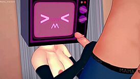 Tv woman lifts her apron in the toilet for uncensored hentai parody fuck