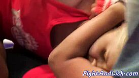 Euro Dykes Wrestle Hard and Lick Pussy on the Floor in Fierce Fight