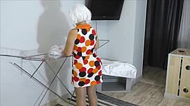 an old housewife stretches for bigger things