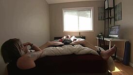 Milf Teases Bound Boyfriend's Cock Hard