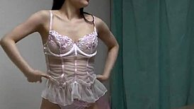 japanese girl's boobs in sexy see-through lingerie