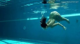 Jessica Lincoln, the small tatted Russian teen, strips by the pool for fun.