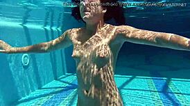 Jessica Lincoln, the small tatted Russian teen, strips by the pool for fun.