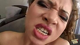 Spicy Brunette Demonstrates Deepthroating Skills Before Engaging in Threesome with Intense Anal Penetration