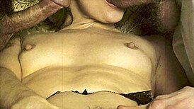 Vintage scene with one mouth handling two hard cocks