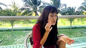 Sexy girl reveals makeup secrets for a flawless face