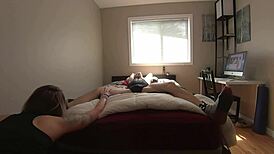 Milf Teases Bound Boyfriend's Cock Hard