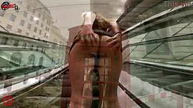 British Woman Flashes Her Hairy Pussy Under Skirt In Public London Setting