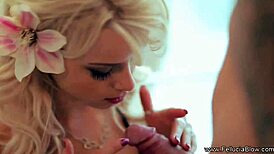 erotic blonde delivers artistic blowjob with sensual swallow