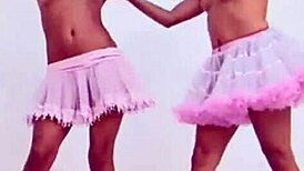 Topless lesbian ballerina teens with Little Lorie fingering in wild Colombian action. So hot to watch!