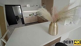 Debt4k drilling shaved european pussy in stockings pov