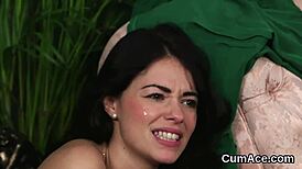 wacky honey takes a massive sperm shot on her face, swallowing every drop.